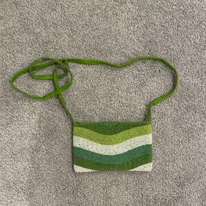 Small green beaded purse, no brand